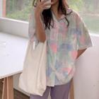 Dyed Short-sleeve Chiffon Shirt As Shown In Figure - One Size