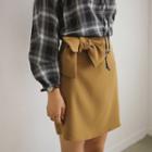 Beribboned-waist Mini Skirt