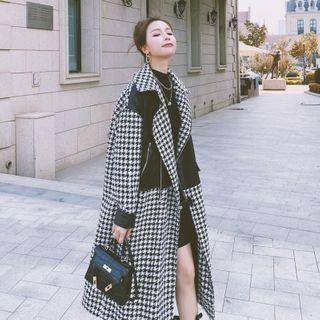 Houndstooth Paneled Coat