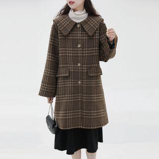 Plaid Button-up Long Coat