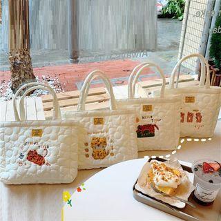 Cartoon Tiger Embroidered Tote Bag