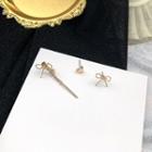 Set Of 3: Alloy Bow / Heart / Rhinestone Bar Dangle Earring 1 Pair - Set Of 3 - Zircon Bow - One Size