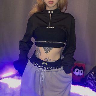 Zip-up Cropped Sweatshirt