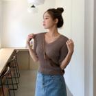 Tie-waist Rib-knit Top