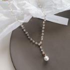 Faux Pearl Faux Crystal Pendant Necklace 1 Pc - White - One Size