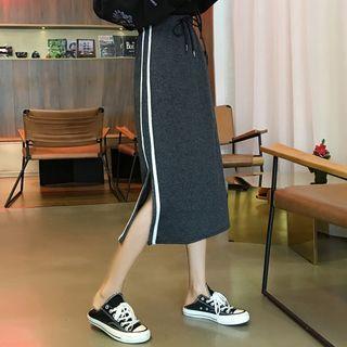 Contrast Trim Midi Straight-fit Skirt