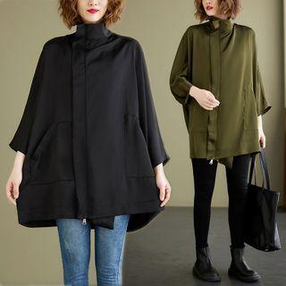 Long-sleeve Mock-neck Zip Blouse