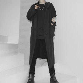 Plain Cut-out Tie-waist Jacket