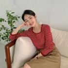 Square-neck Stripe Sweater