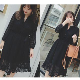 Midi 3/4-sleeve Lace Dress