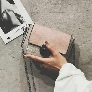 Push Lock Faux Leather Crossbody Bag