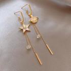 Non Matching Rhinestone Planet Star Dangle Earring 1 Pair - Silver Needle - As Shown In Figure - One Size