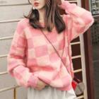 Checked Sweater Pink - One Size