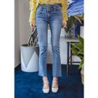 Buttoned Mid-rise Boot-cut Jeans