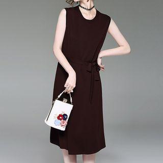 Bow Accent Sleeveless Midi Dress