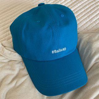 Lettering Embroidered Baseball Cap Blue - One Size