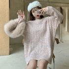 Crew-neck Cable-knit Sweater As Shown In Figure - One Size