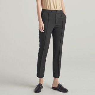 Flat-front Seam-detail Pants