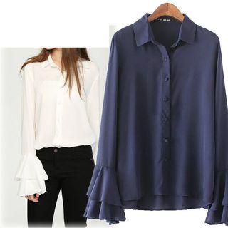 Flare Cuff Chiffon Shirt