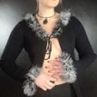 Fluffy Collar & Sleeve Knit Top