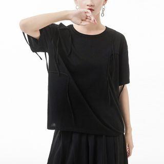 Short-sleeve Asymmetrical Strappy T-shirt