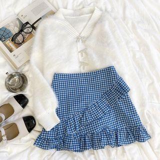 Plaid Frill Trim Mini Skirt