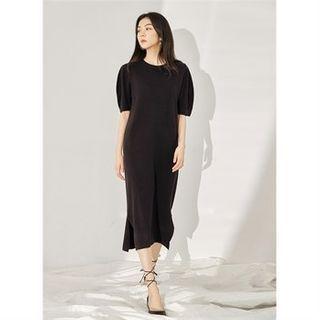 Puff-sleeve Knit Dress