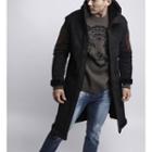 Hooded Embroidered Faux-shearling Zip Coat