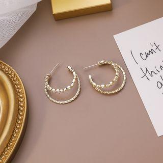 Layered Rhinestone Open Hoop Earring As Shown In Figure - One Size