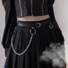 Chained Alloy Faux Leather Belt Black - One Size