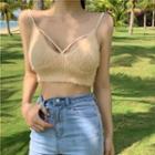 Fluffy Cropped Camisole Top Almond - One Size
