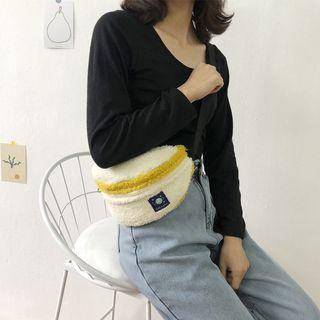 Faux Shearling Two-tone Sling Bag As Shown In Figure - One Size