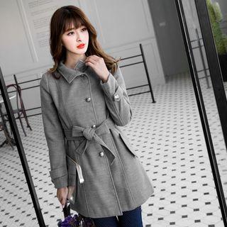 Button Coat With Belt