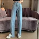 Front-slit Straight-fit Jeans