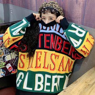 Letter Printed Sweater As Shown In Figure - One Size
