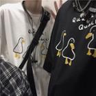 Couple Matching Duck Print Elbow-sleeve T-shirt