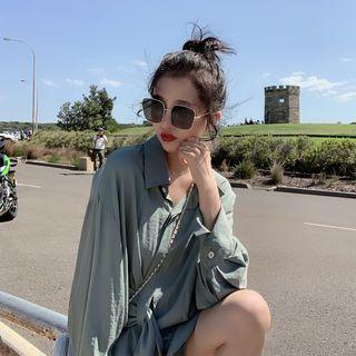 Long-sleeve Shirt / Wide-leg Shorts