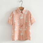 Short-sleeve Rabbit Print Chiffon Shirt