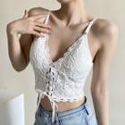 Lace-up Lace Crop Camisole Top