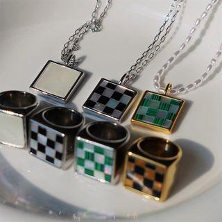 Gemstone Square Necklace / Ring