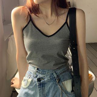 Contrast Trim Camisole Top Stripe - One Size