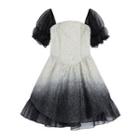 Mesh Panel Gradient Mini A-line Dress