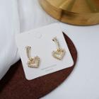 Rhinestone Faux Pearl Heart Dangle Earring 1 Pair - Gold - One Size