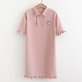 Short-sleeve Embroidered Midi Polo Dress