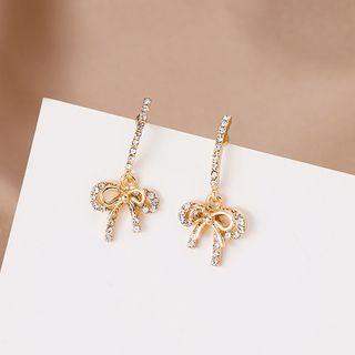 Rhinestone Bow Dangle Earring E3345 - 1 Pair - As Shown In Figure - One Size