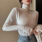 Plain Turtle-neck Slim-fit T-shirt