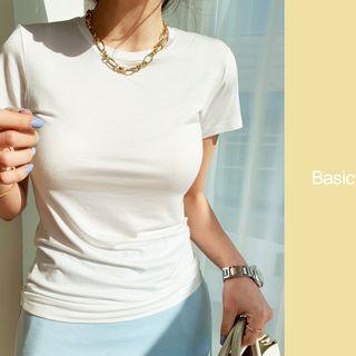 Crewneck Slim-fit T-shirt Ivory - One Size