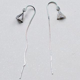 Rhinestone Triangle Drop Earring 1 Pair - Silver - One Size