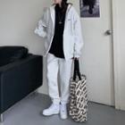 Lettering Hooded Zip Jacket / Cropped Harem Pants