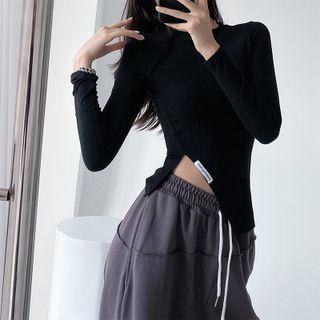 Asymmetrical Slited Slim T-shirt